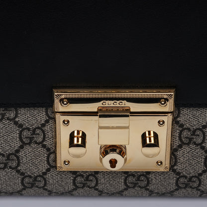 Gucci GG Supreme Monogram Calfskin Medium Padlock Shoulder Bag Beige Black Cuir 6 of 8