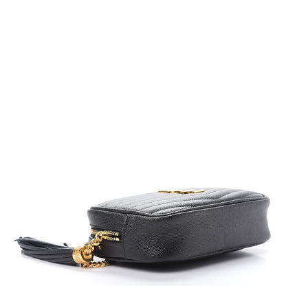 Saint Laurent Grain De Poudre Matelasse Monogram Mini Lou Camera Bag Black 4 of 10