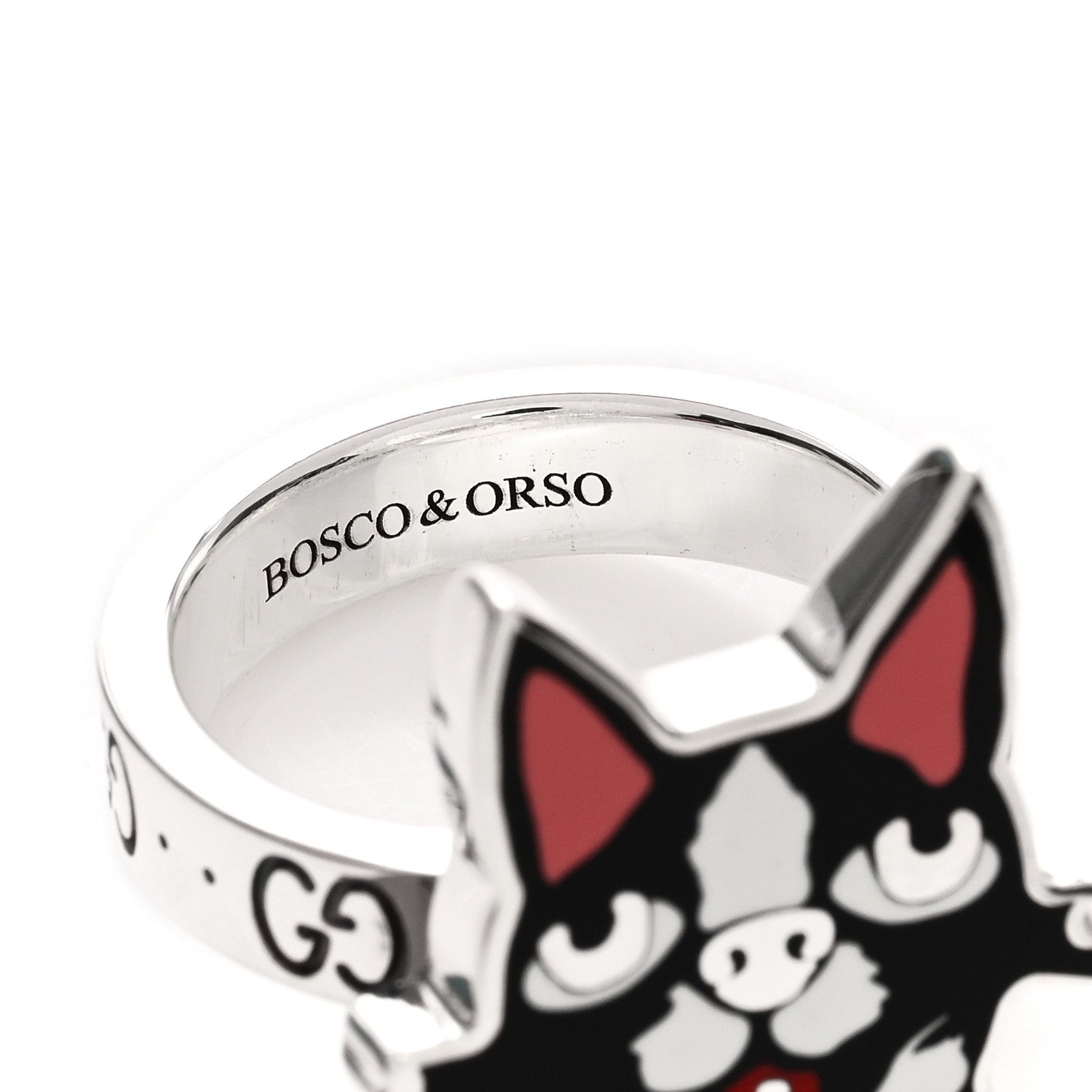 Gucci Sterling Silver Enamel Bosco Ring 59 8.75 4 of 4