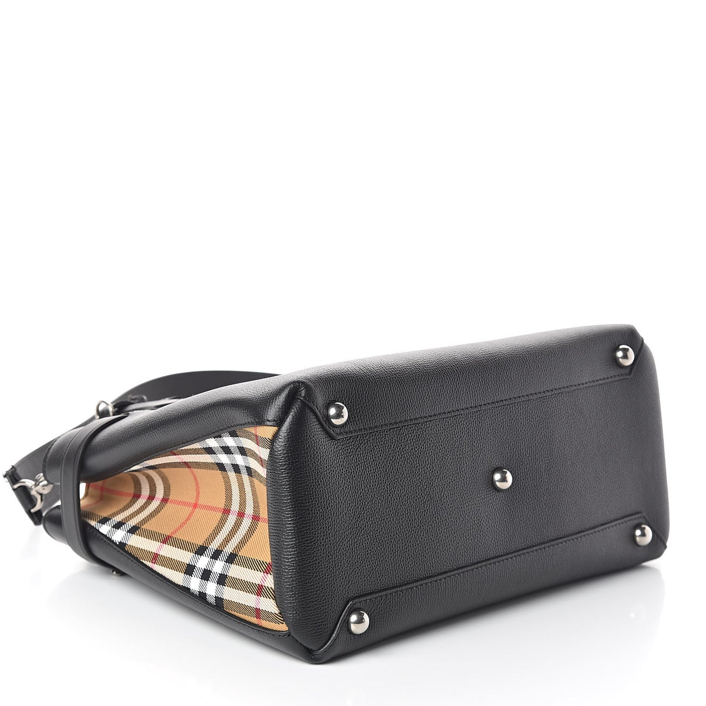 Grainy Calfskin House Check Medium Banner Tote Black