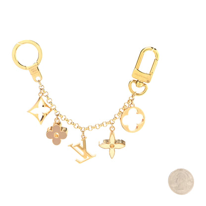 Louis Vuitton Brass Enamel Fleur De Monogram Bag Charm Chain Gold 2 of 4