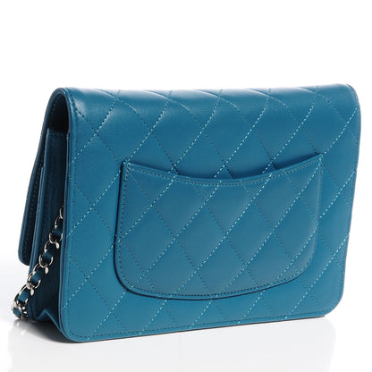 Chanel Lambskin Quilted CC Wallet On Chain Turquoise 3 of 9
