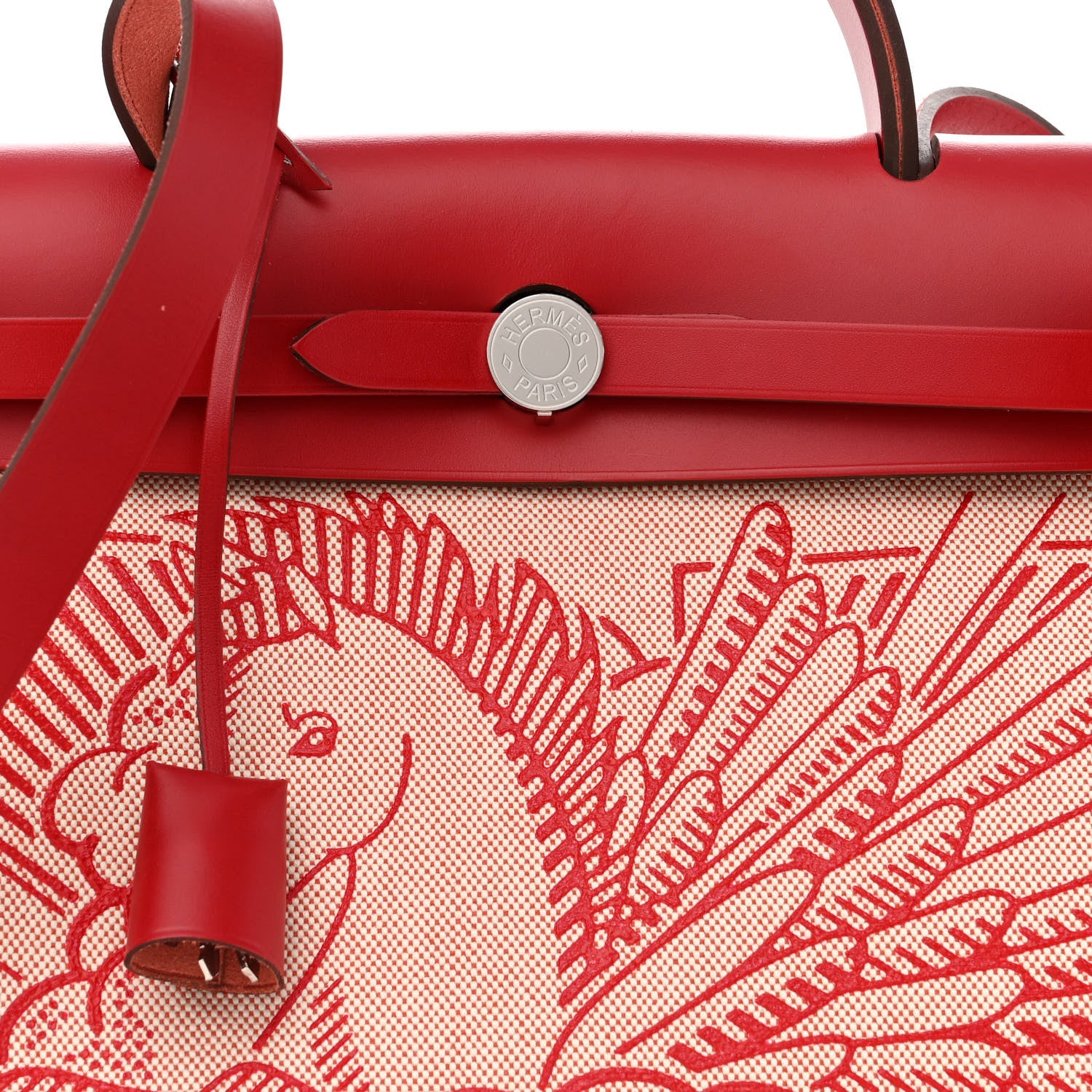 Hermes Vache Hunter Toile Pegase Pop Herbag Zip Retourne 31 PM Rouge Piment 8 of 10