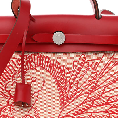 Hermes Vache Hunter Toile Pegase Pop Herbag Zip Retourne 31 PM Rouge Piment 8 of 10