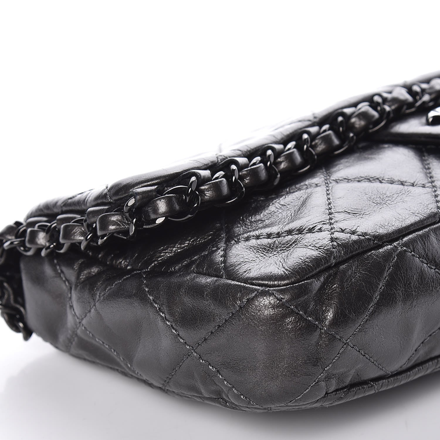 Chanel Metallic Aged Calfskin Quilted Small Chain Me Flap Black 8 of 10