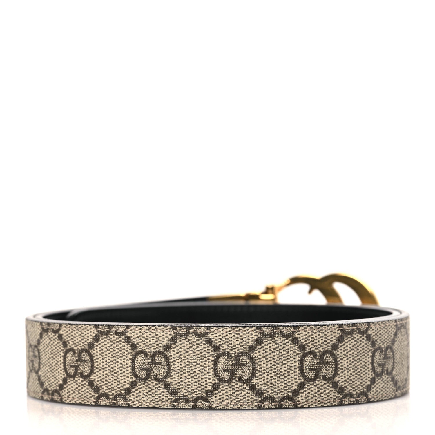 Gucci GG Supreme Monogram Plutone Calfskin Double G Reversible 30mm Belt 90 36 Beige Ebony Black 4 of 7