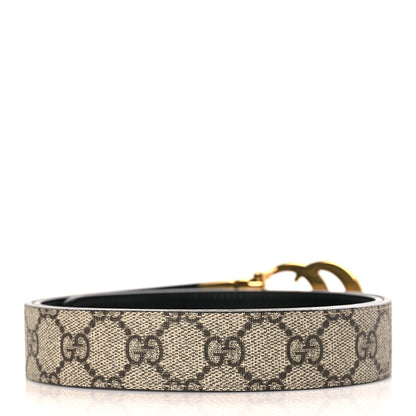 Gucci GG Supreme Monogram Plutone Calfskin Double G Reversible 30mm Belt 90 36 Beige Ebony Black 4 of 7