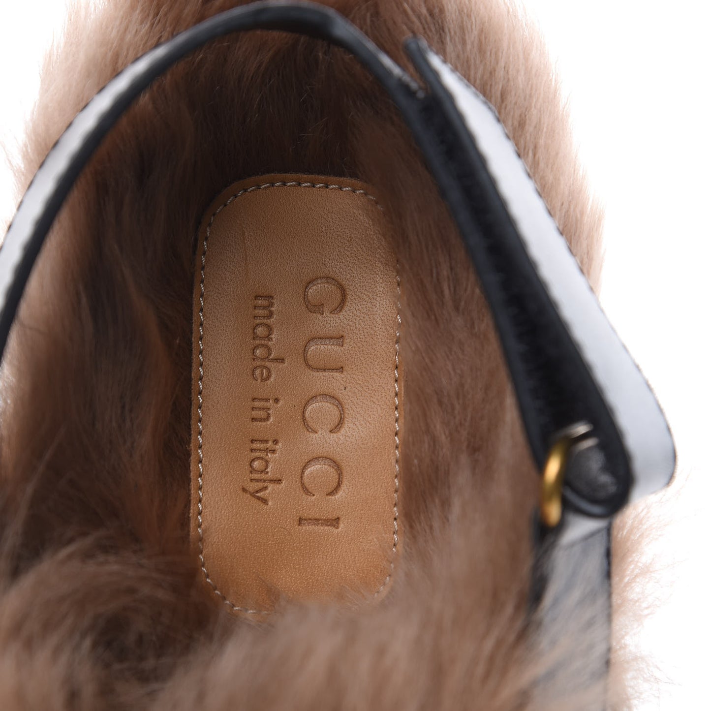 Calfskin Fur Mens Horsebit River Slingback Slippers 8 Black