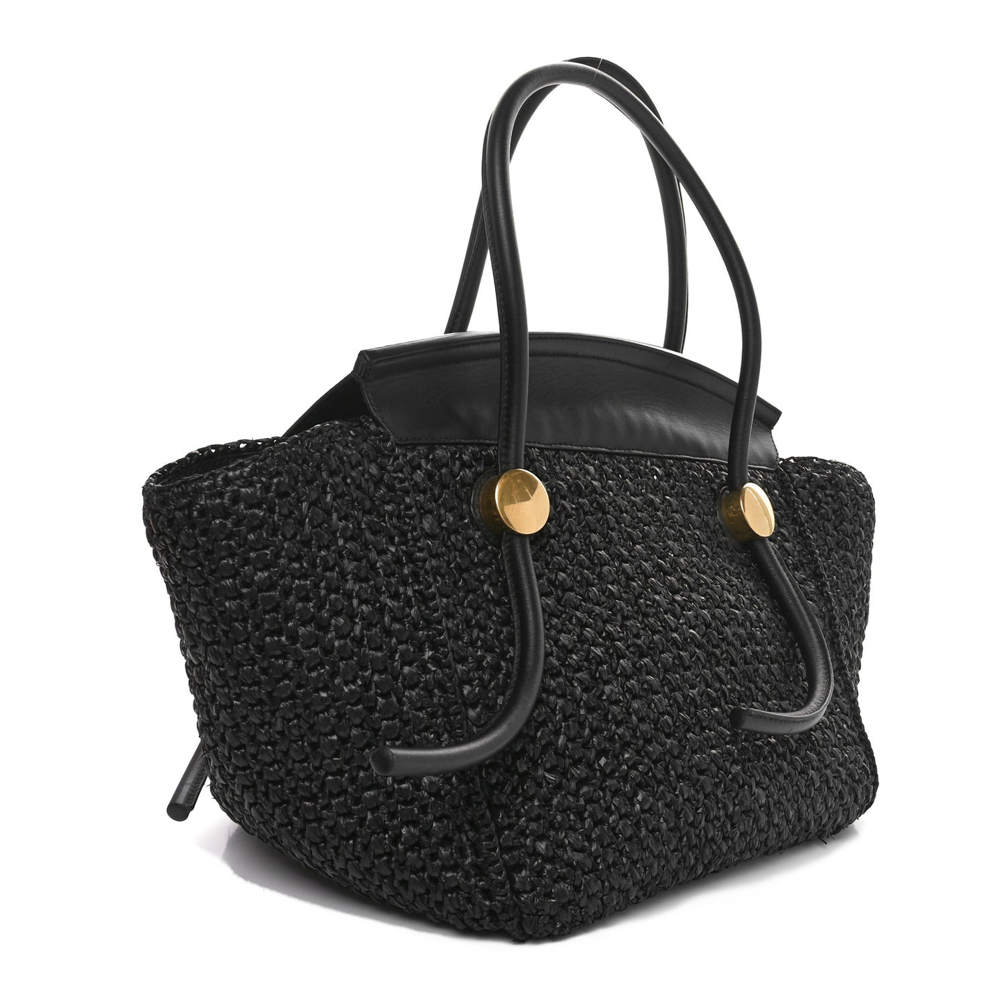 Raffia Calfskin Pipe Bag Black