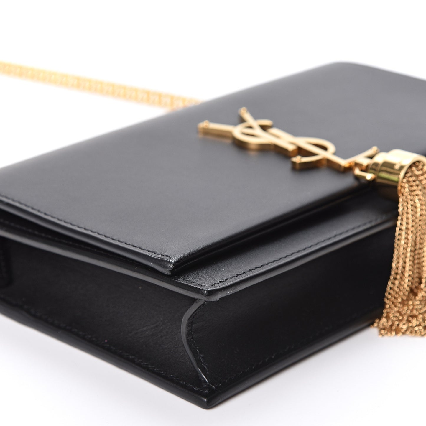 Smooth Calfskin Classic Monogram Kate Tassel Chain Wallet Black