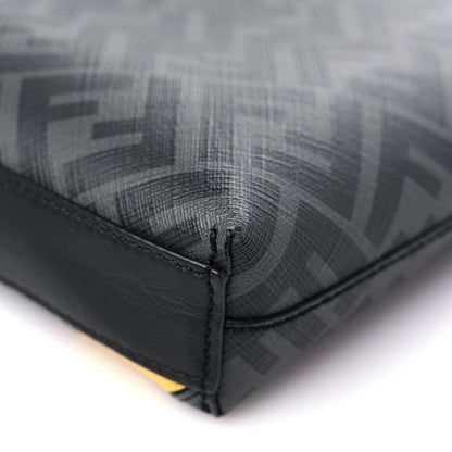 Fendi Glazed Fabric Vitello Liberty FF 1974 Diagonal Medium East West Messenger Black Sunflower 11 of 12
