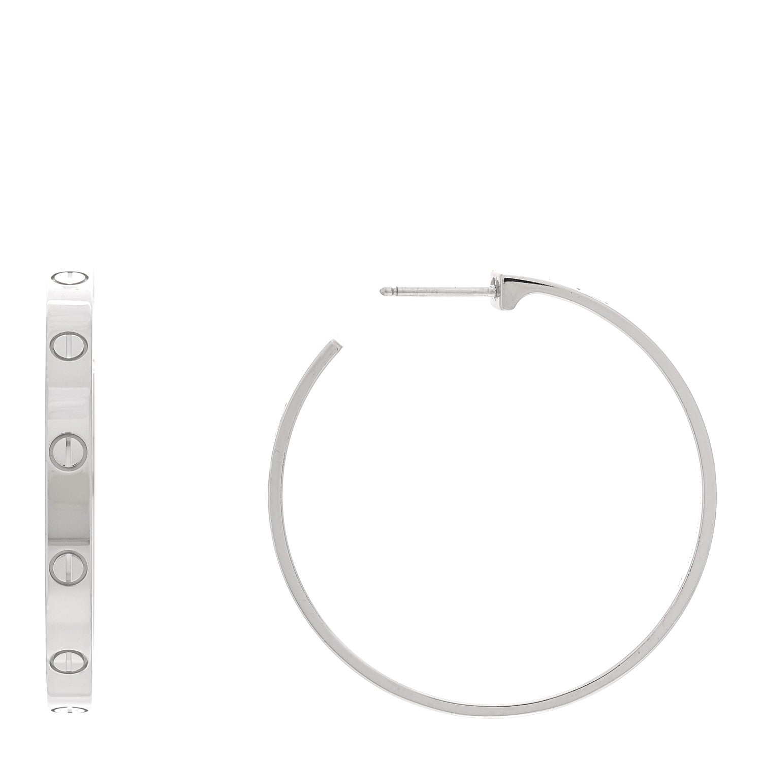 Cartier 18K White Gold Large LOVE Hoop Earrings 1 of 4