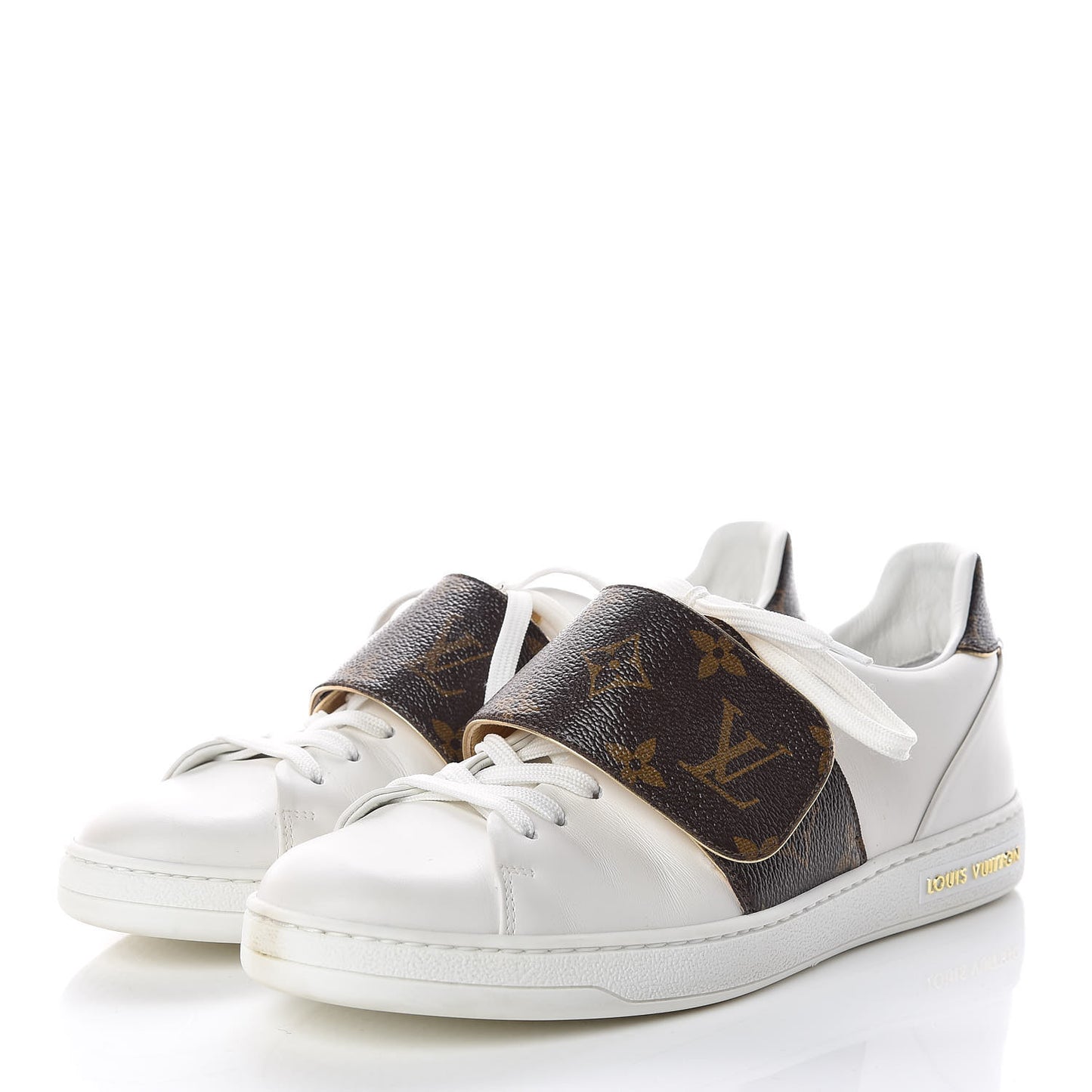 Calfskin Monogram Frontrow Sneakers 38 White