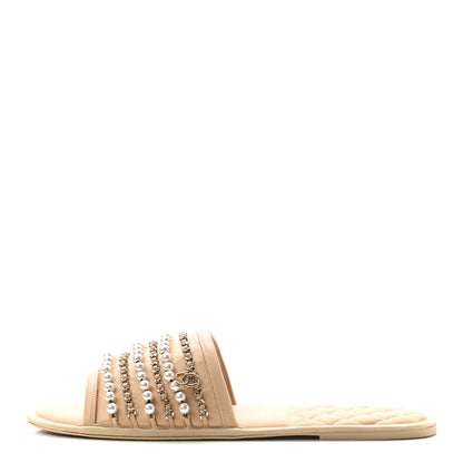 Chanel Pearl Chain Slipper XL Beige 1 of 8