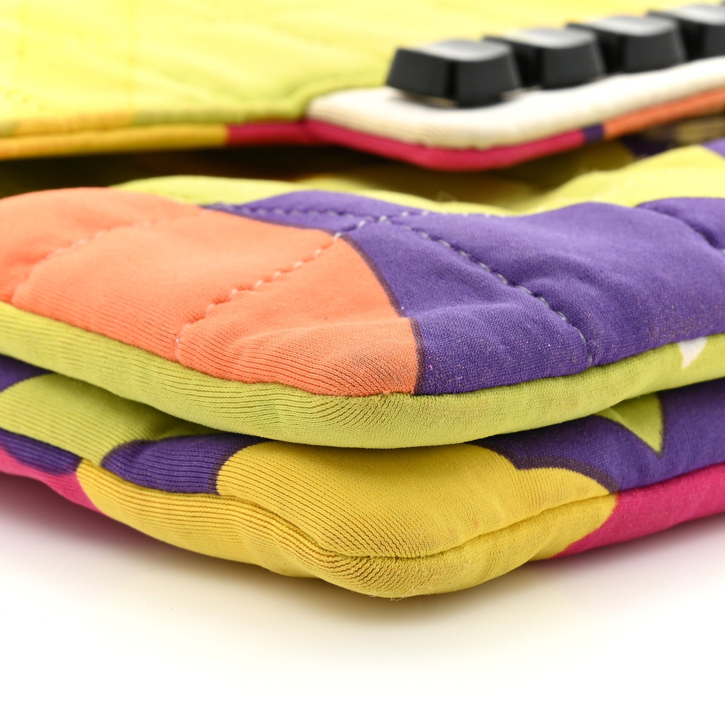 Jersey Square Stitched Keyboard Flap Clutch Multicolor