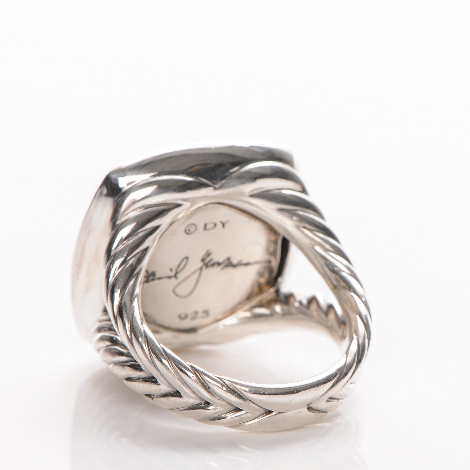 David Yurman Sterling Silver Diamond Black Onyx 17mm Albion Ring 55 7.25 3 of 4