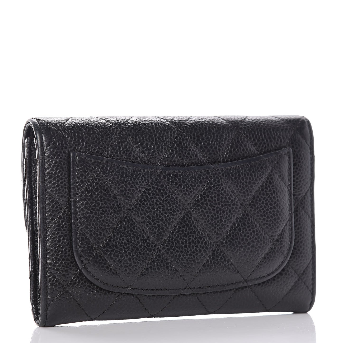 Caviar Quilted Small Flap Wallet Black