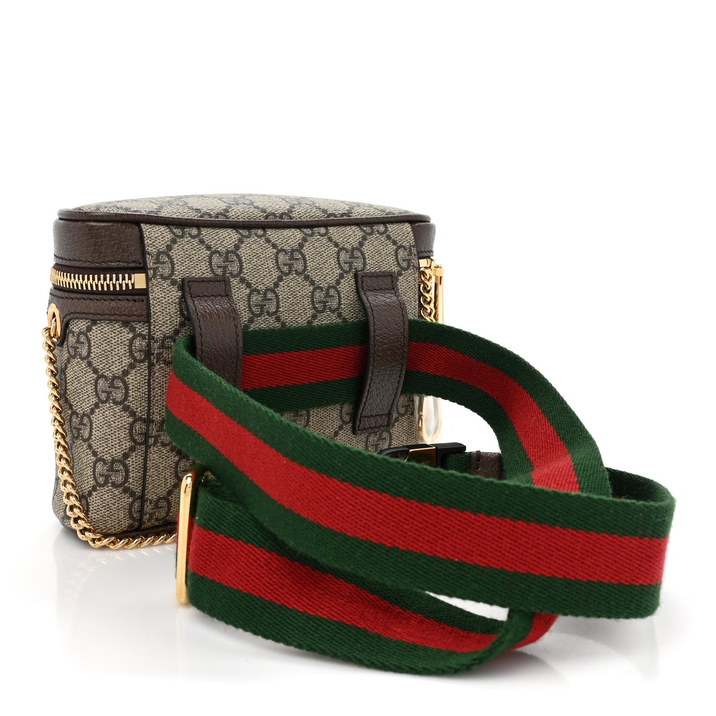 GG Supreme Monogram Textured Dollar Calfskin Web Ophidia Belt Bag 85 34 Beige Ebony New Acero