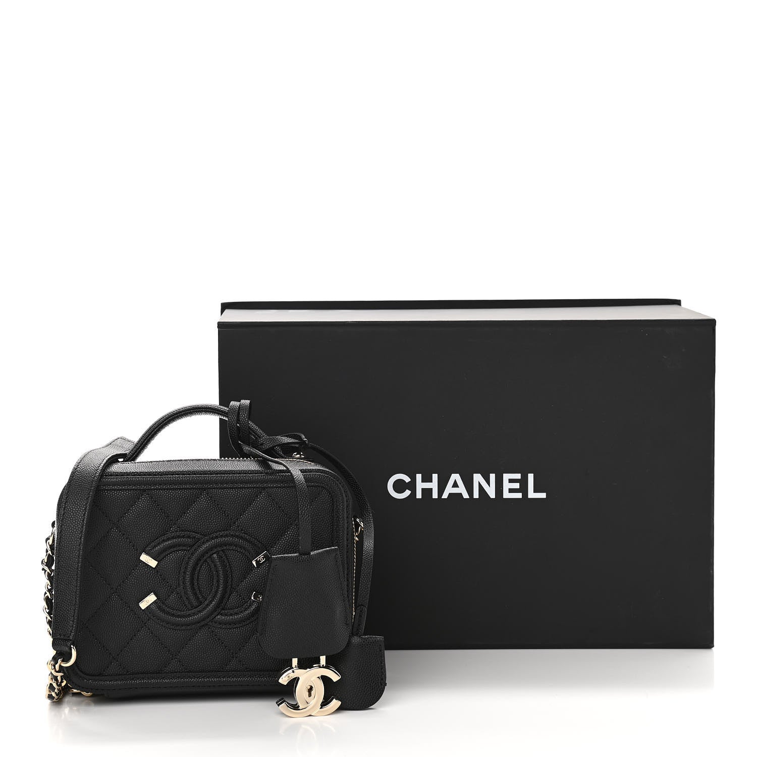 Chanel Caviar Quilted Small CC Filigree Vanity Case Black 11 of 11