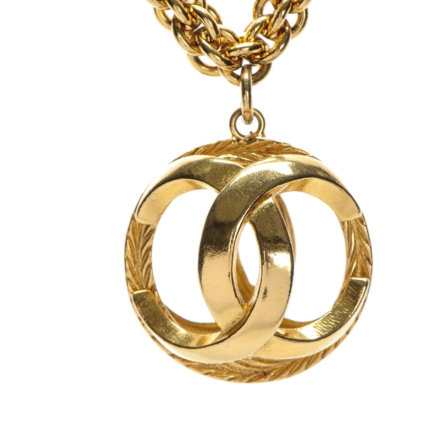 CC Pendant Chain Necklace Gold