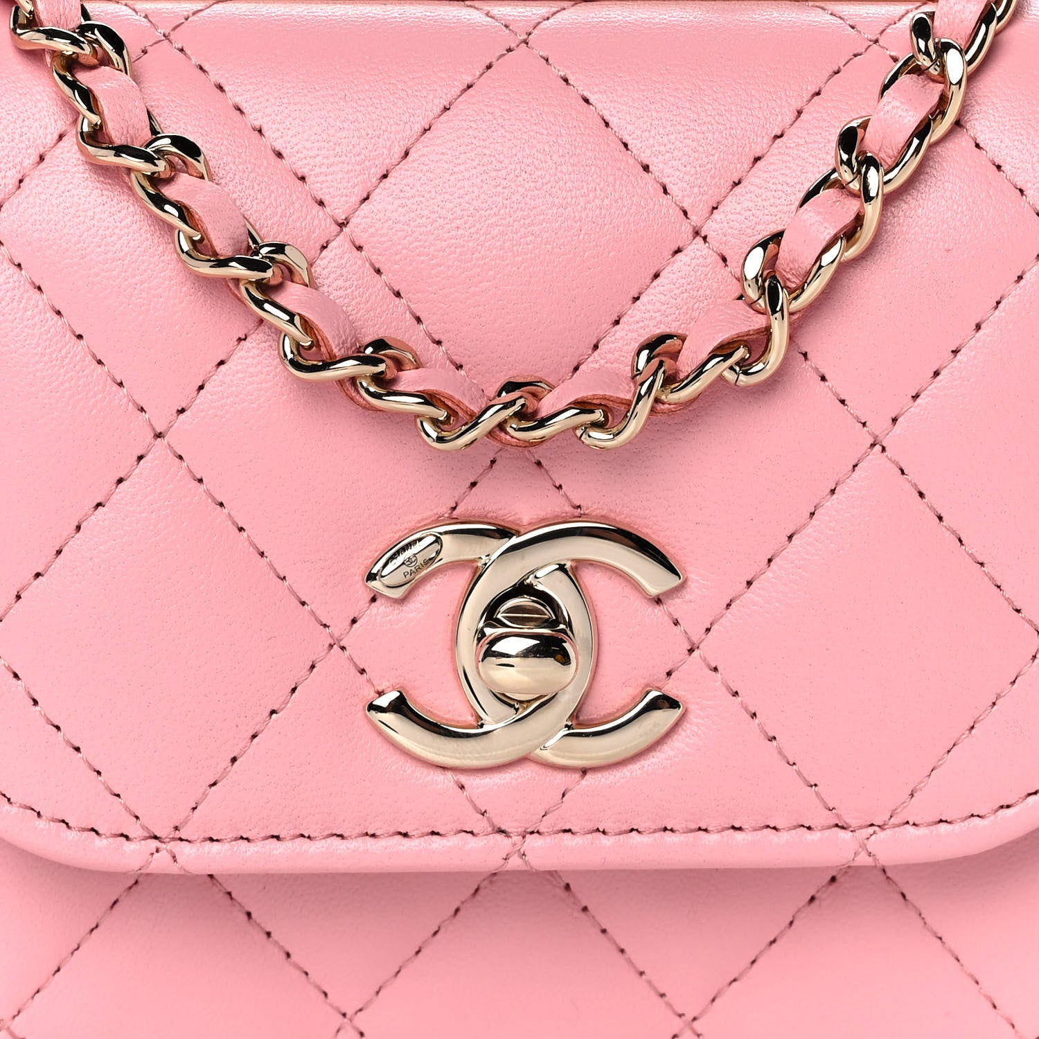 Chanel Lambskin Quilted Mini Trendy CC Clutch With Chain Pink 9 of 13