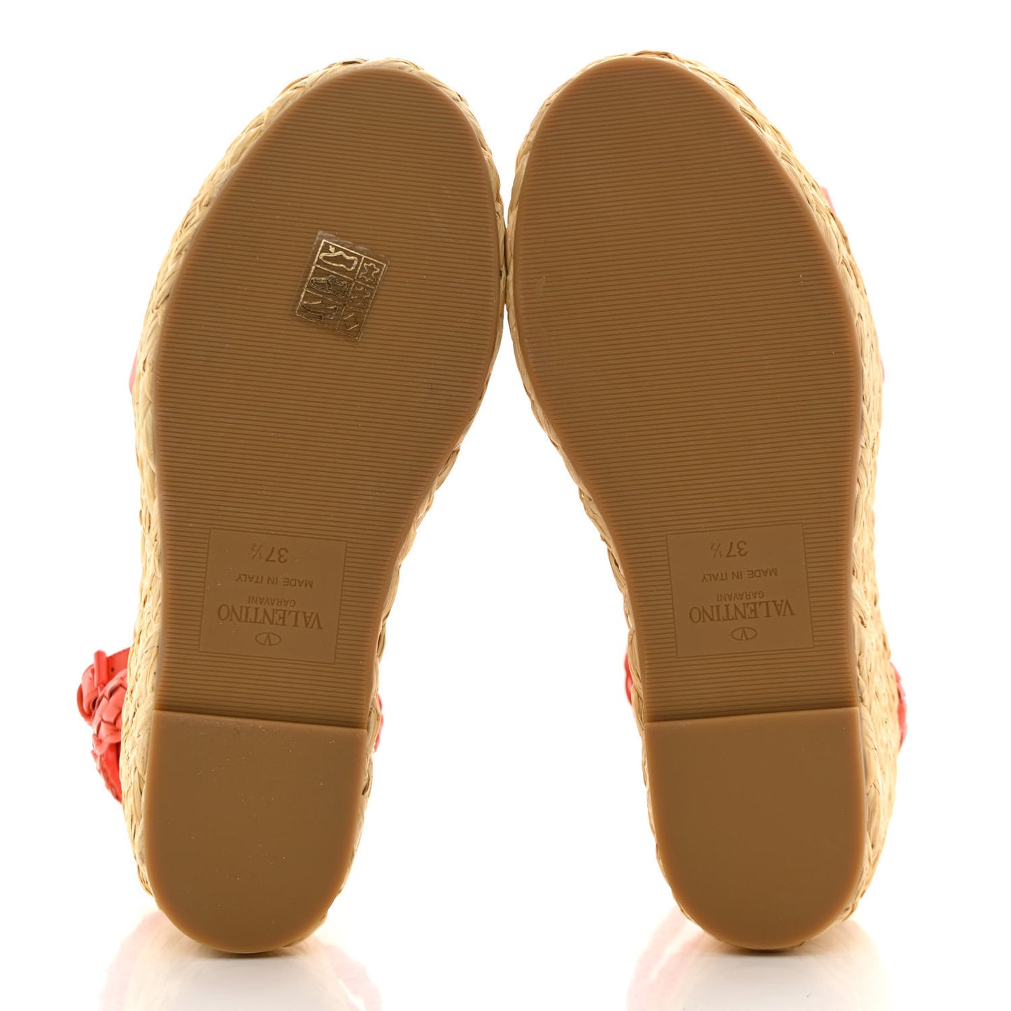 Calfskin VLogo Ankle Wrap Espadrille 45/90mm Platform Wedge Sandals 37.5 Titian
