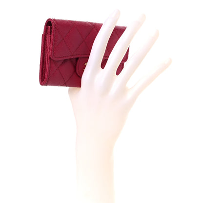 Chanel Caviar Quilted Flap Card Holder Wallet Dark Pink 3 of 10