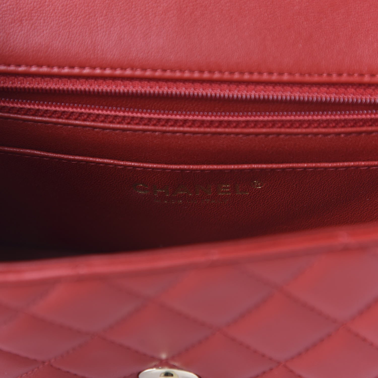 Chanel Lambskin Quilted Mini Rectangular Flap Red 8 of 11