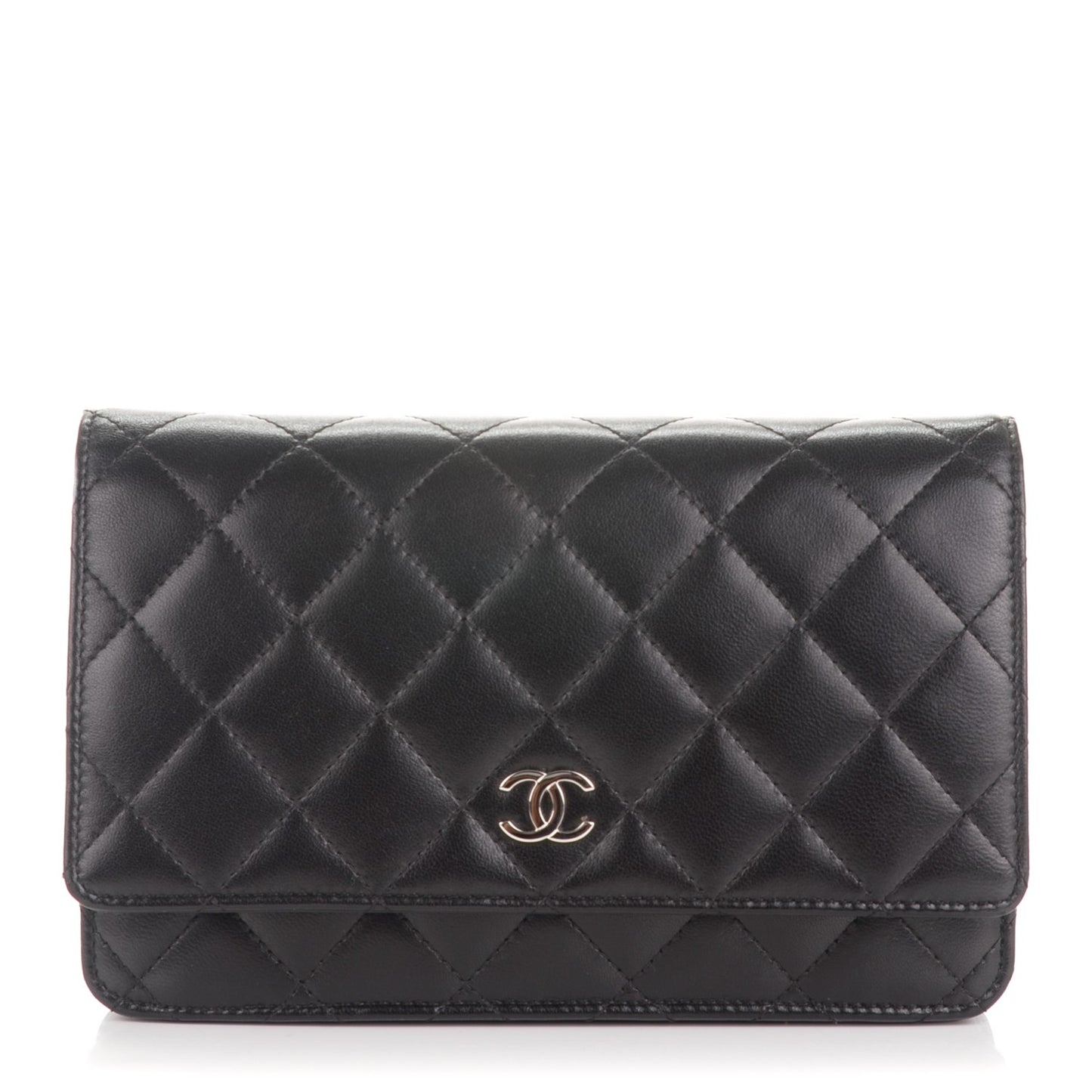 Lambskin Quilted Wallet On Chain WOC Black