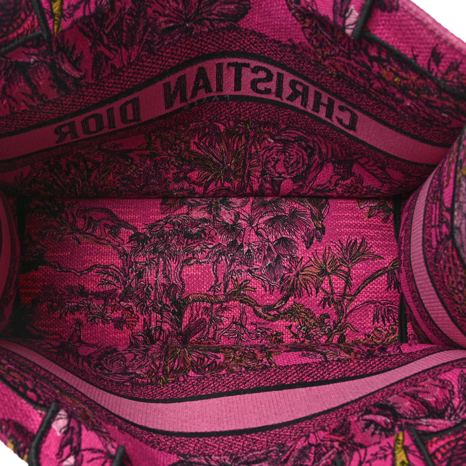 Christian Dior Canvas Embroidered Medium Toile de Jouy Voyage Book Tote Fuchsia Multicolor 5 of 10
