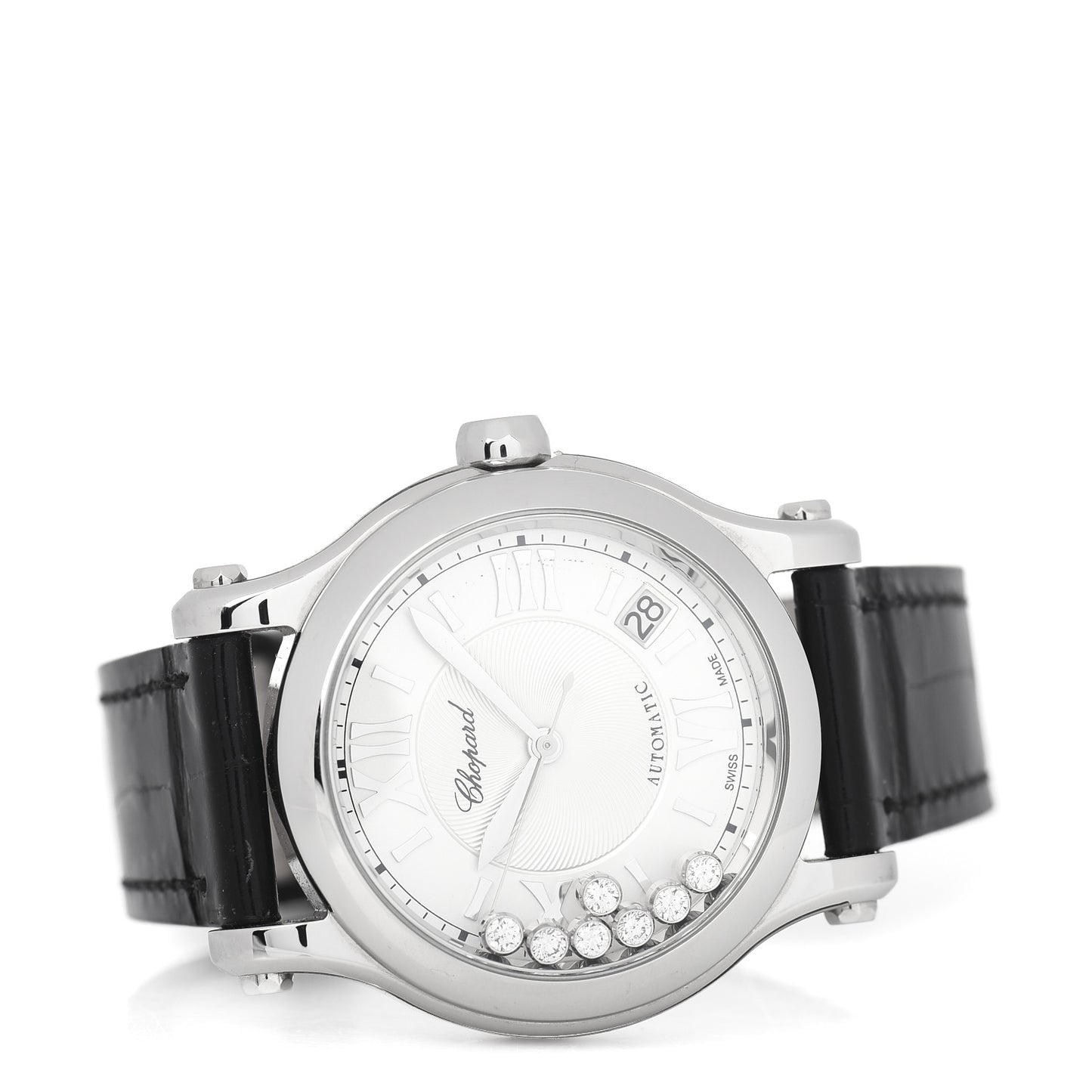 Stainless Steel Alligator 7 Diamond 36mm Happy Sport Automatic Watch