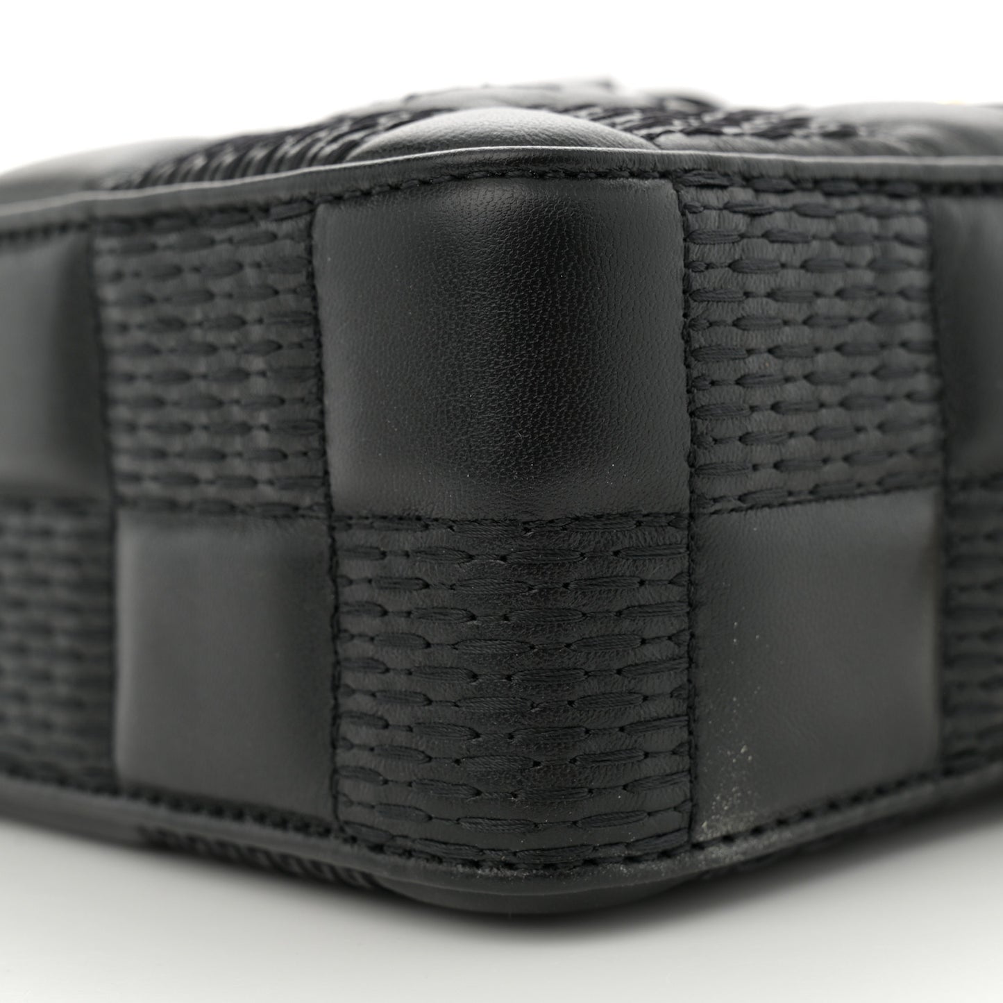 Lambskin Damier Quilt Troca MM Black