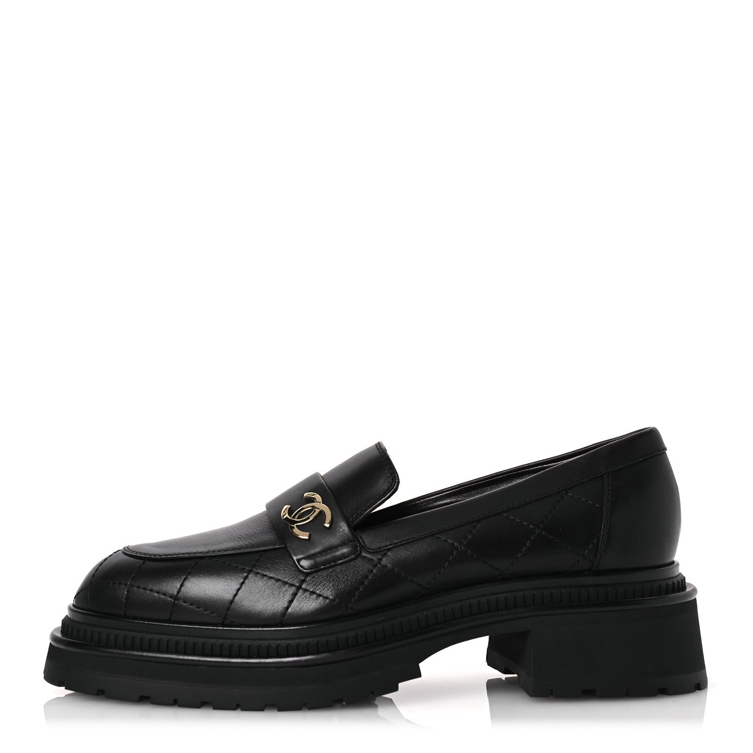 Chanel Calfskin Quilted CC Mocassin Loafers 40.5 Black 1 of 10