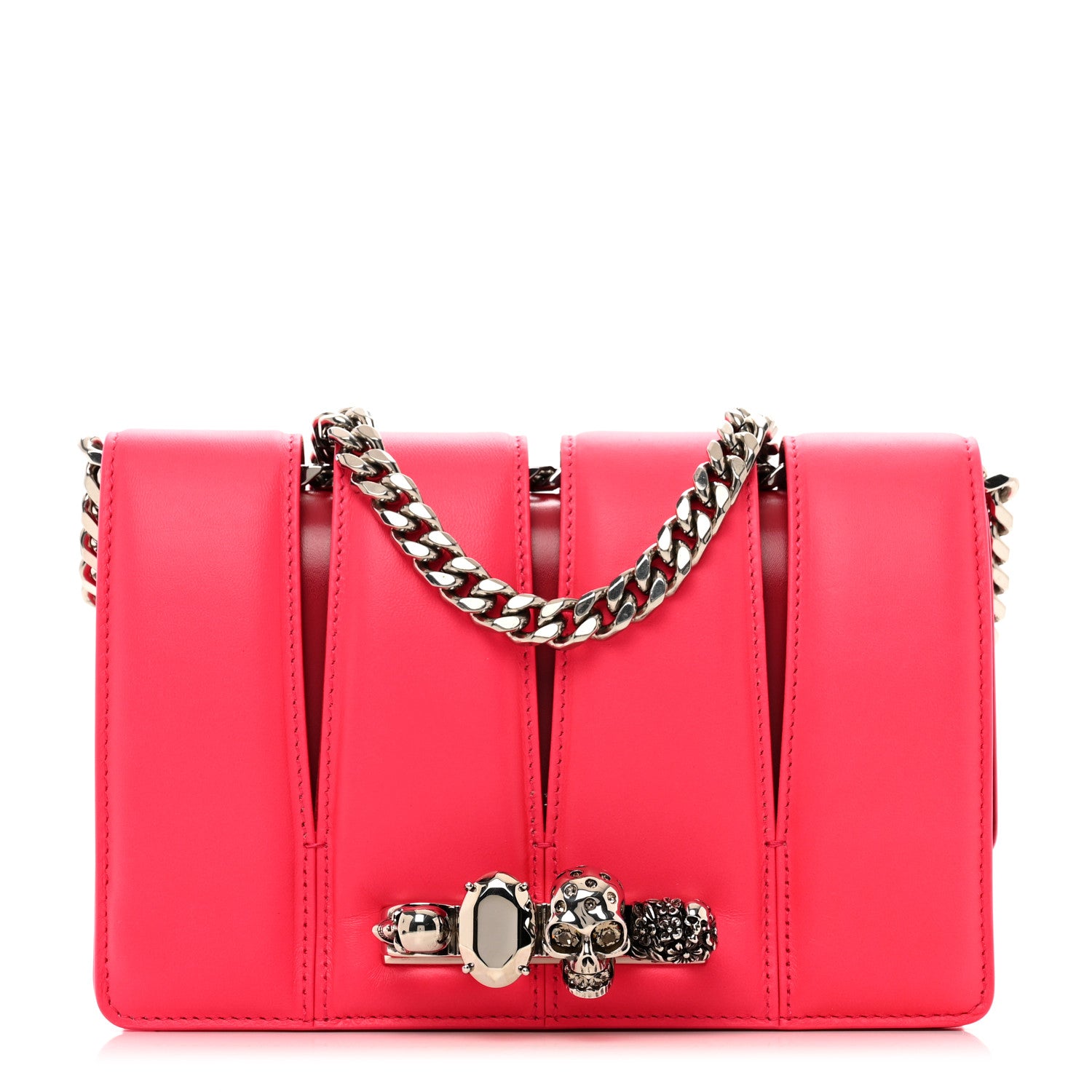 Alexander McQueen Calfskin Small Slash Bag Fuscia Lipstick 1 of 13
