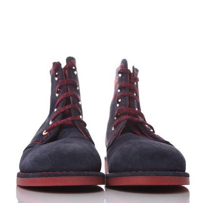 Chanel Suede Calfskin Womens Lace Up Short Boots 39 Navy 2 of 9
