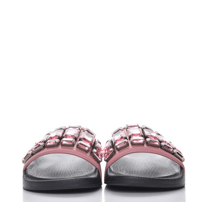 Gucci Calfskin Embellished Pursuit Slide Sandals 38 Carmine Rose 2 of 10