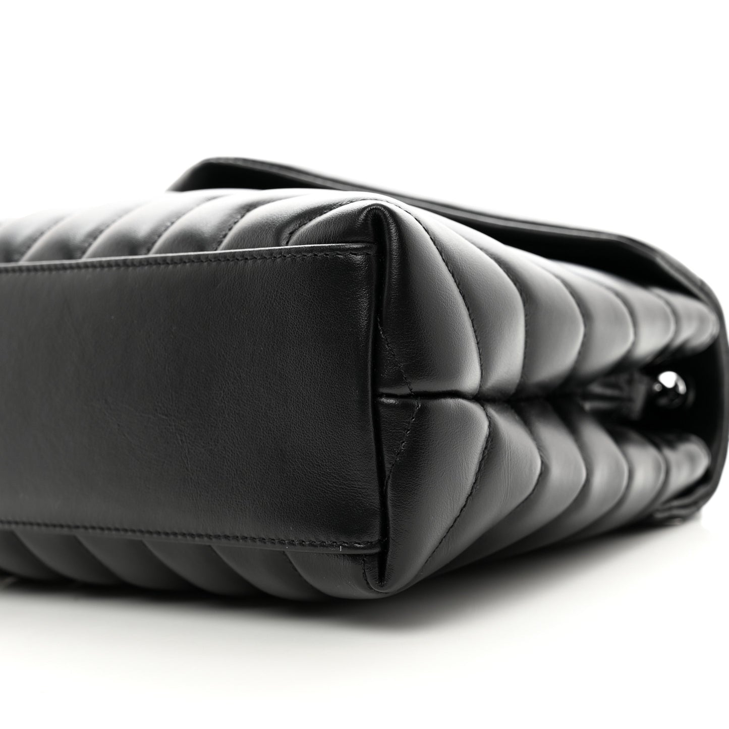 Calfskin Y Quilted Monogram Monochrome Small Loulou Chain Satchel Black