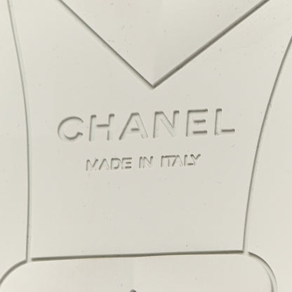 Chanel Printed Calfskin Grosgrain CC Sneakers 39 White Black 6 of 9