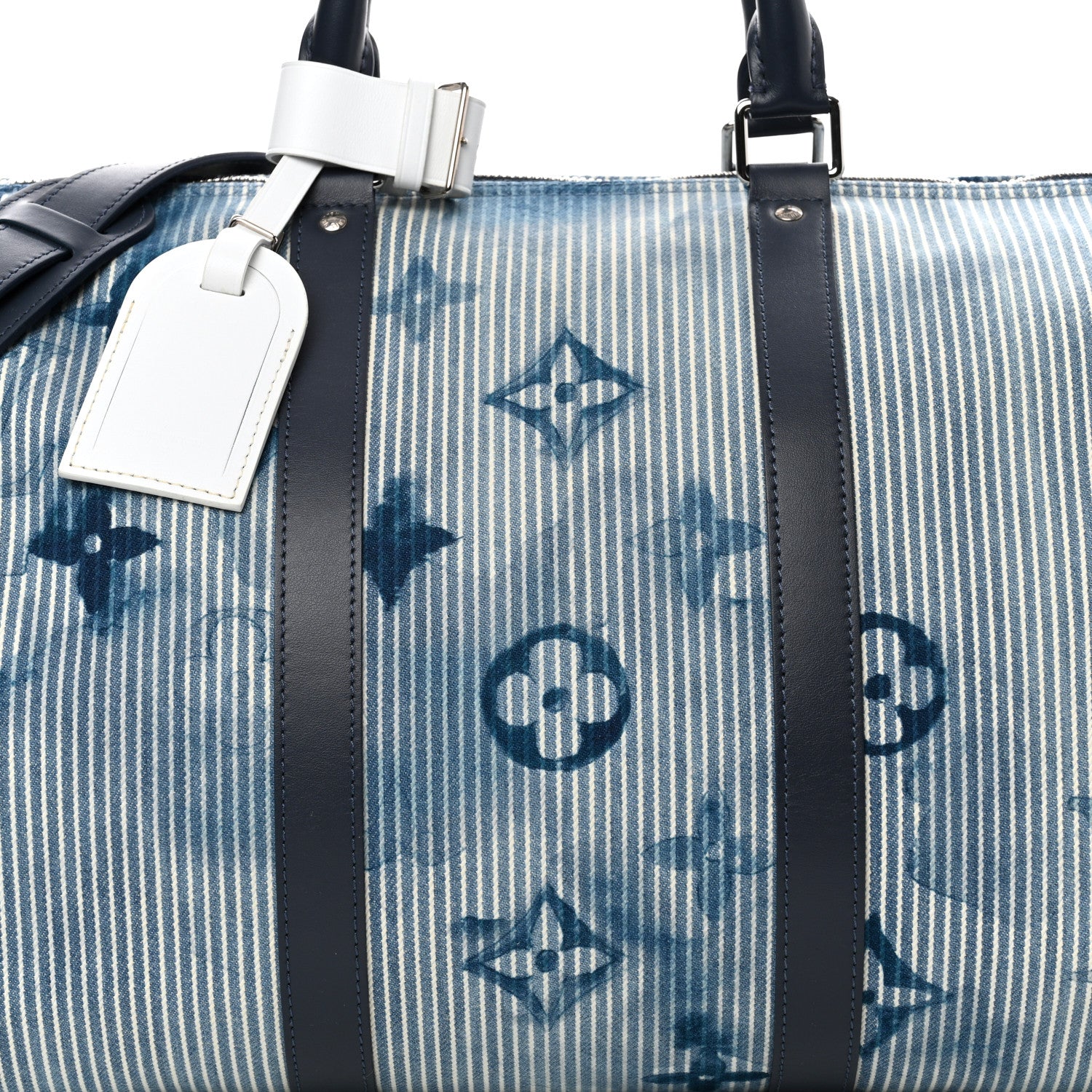 Louis Vuitton Monogram Watercolor Keepall Bandouliere 50 Hickory Stripes Denim 8 of 10