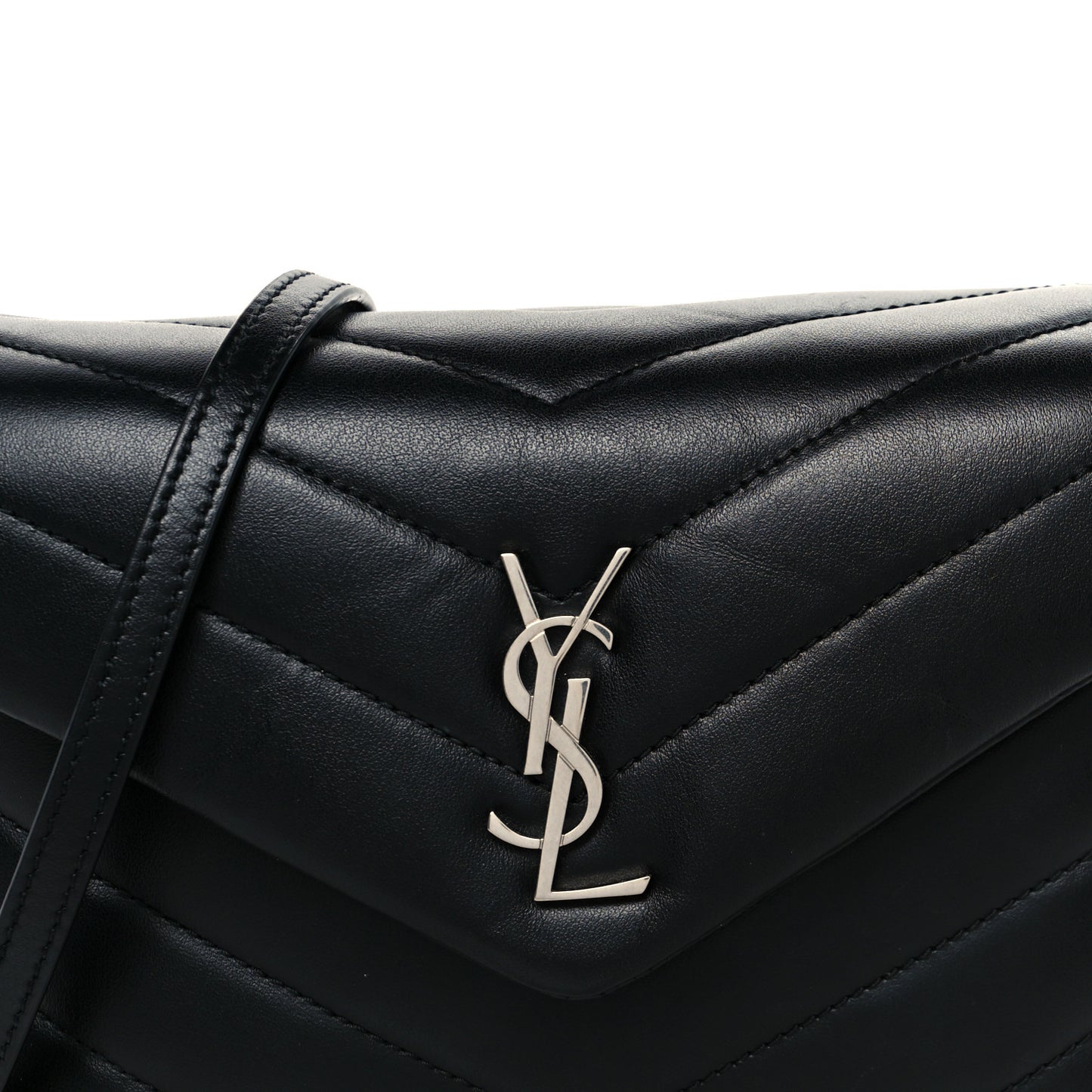 Calfskin Y Quilted Monogram Toy Loulou Crossbody Bag Black