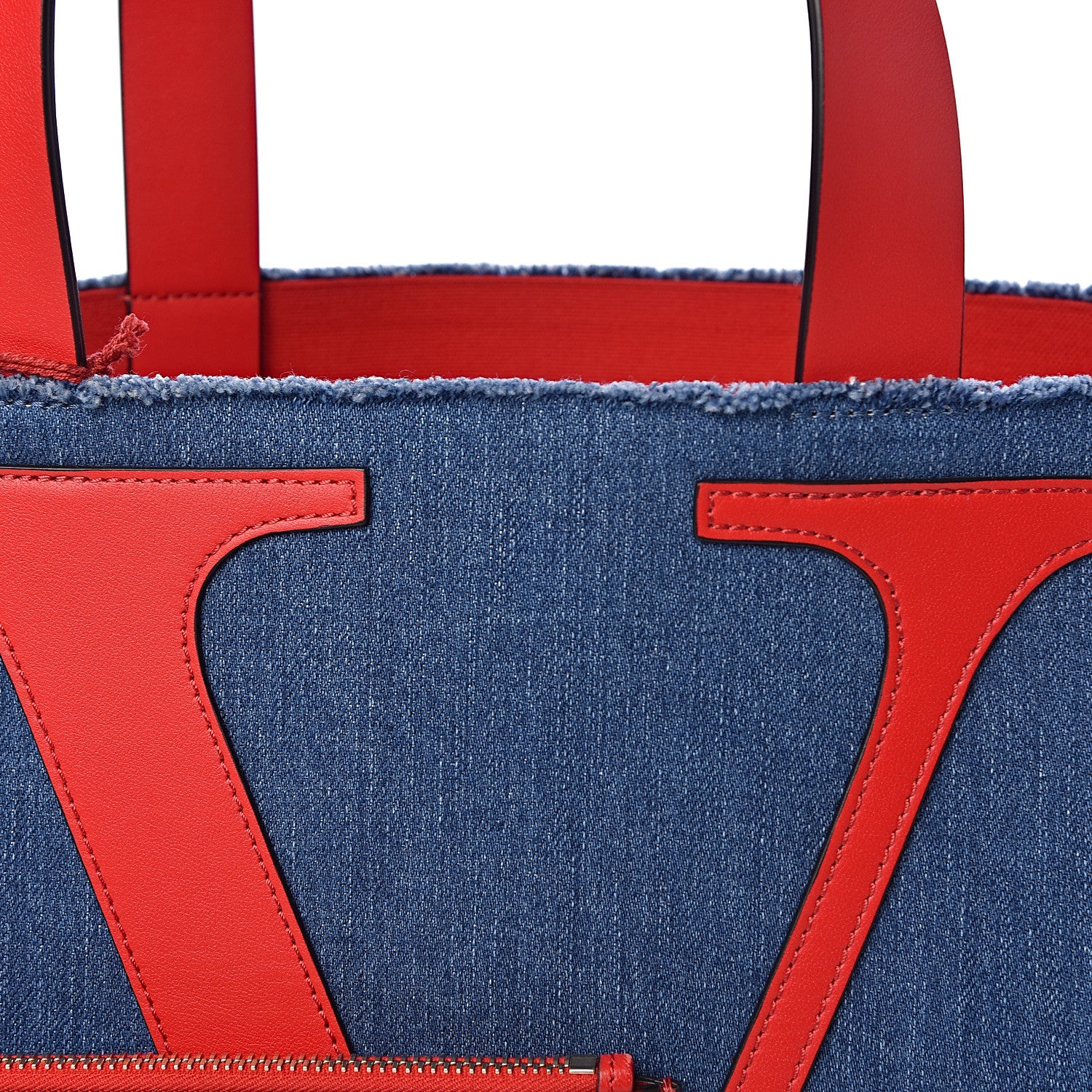 Valentino Garavani Denim Small Escape Tote Blue Red 11 of 11