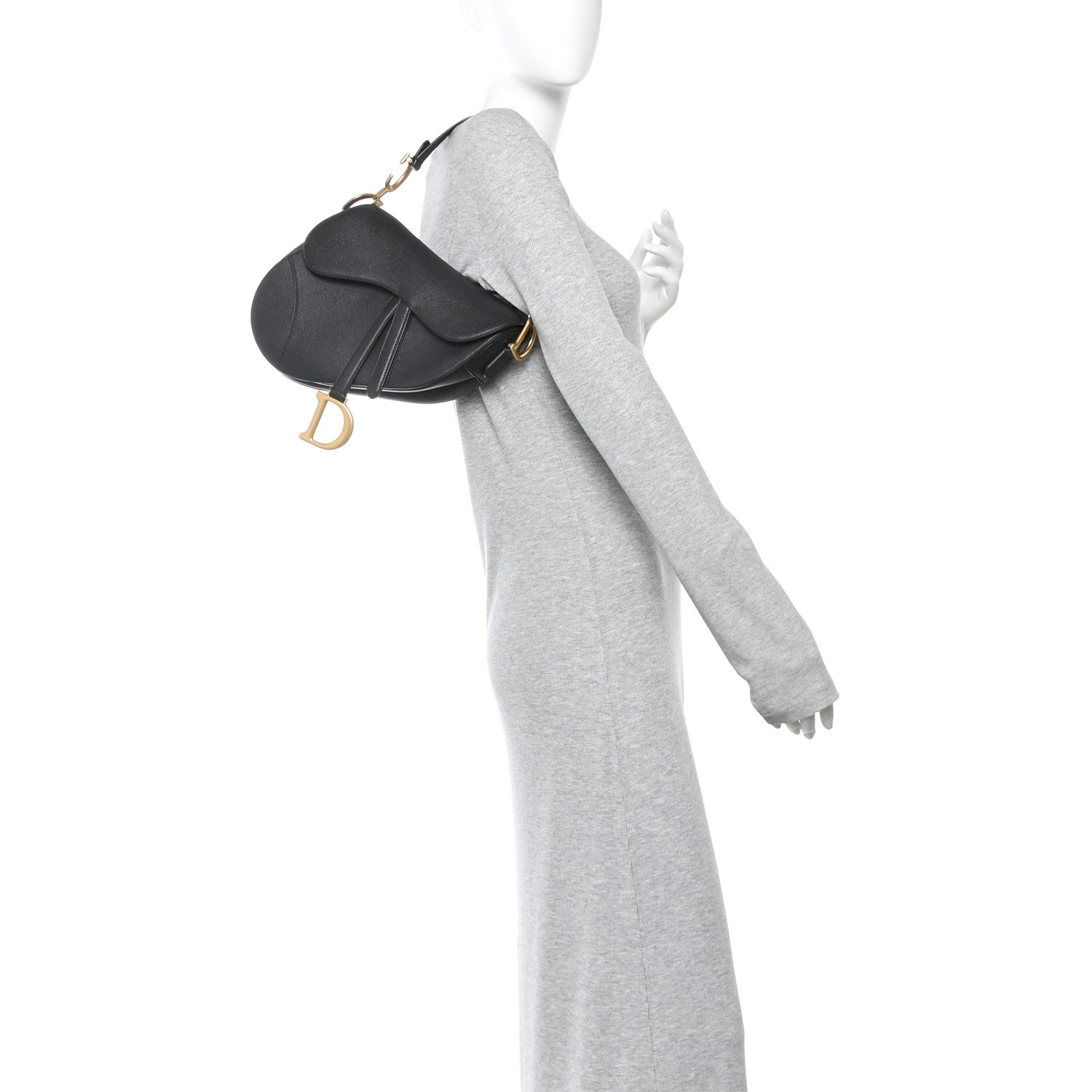 Christian Dior Grained Calfskin Saddle Bag Black 2 of 11