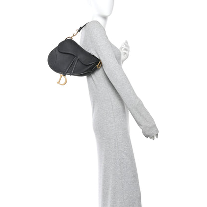 Christian Dior Grained Calfskin Saddle Bag Black 2 of 11