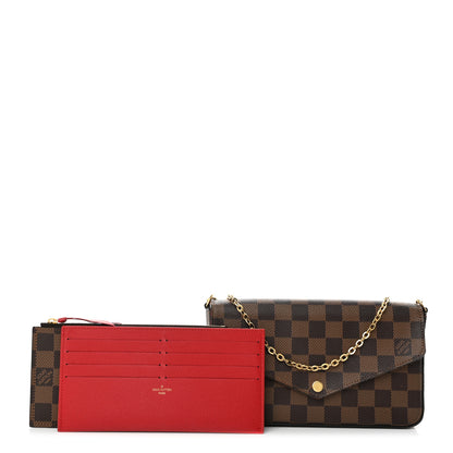 Louis Vuitton Damier Ebene Pochette Felicie Chain Wallet 1 of 10