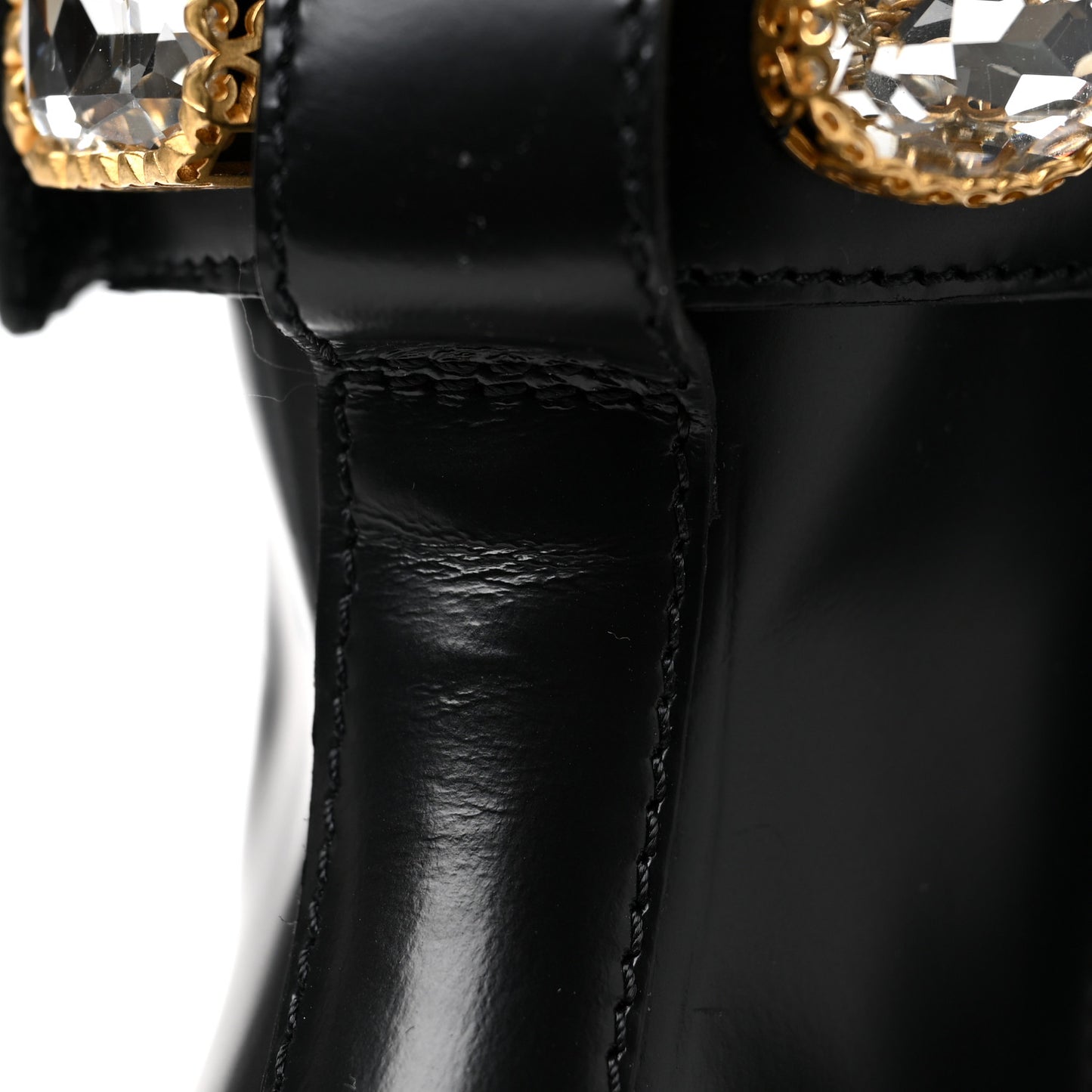 Calfskin Crystal GG Trip Chelsea Ankle Boots 39.5 Black