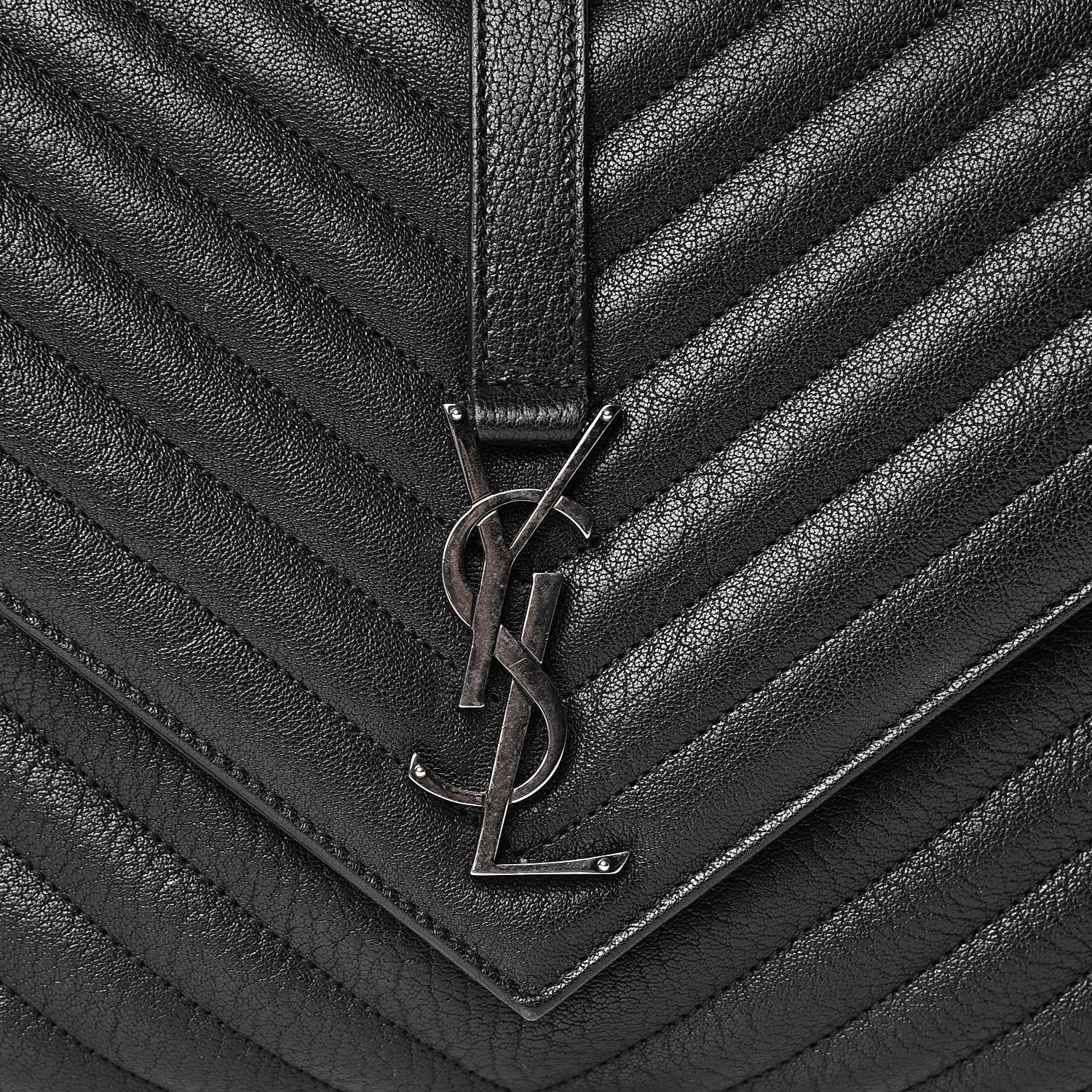 Saint Laurent Sheepskin Matelasse Chevron Monogram Large College Satchel Black 9 of 11