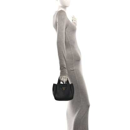 Prada Vitello Daino Soft Mini Dynamique Tote Black 2 of 10