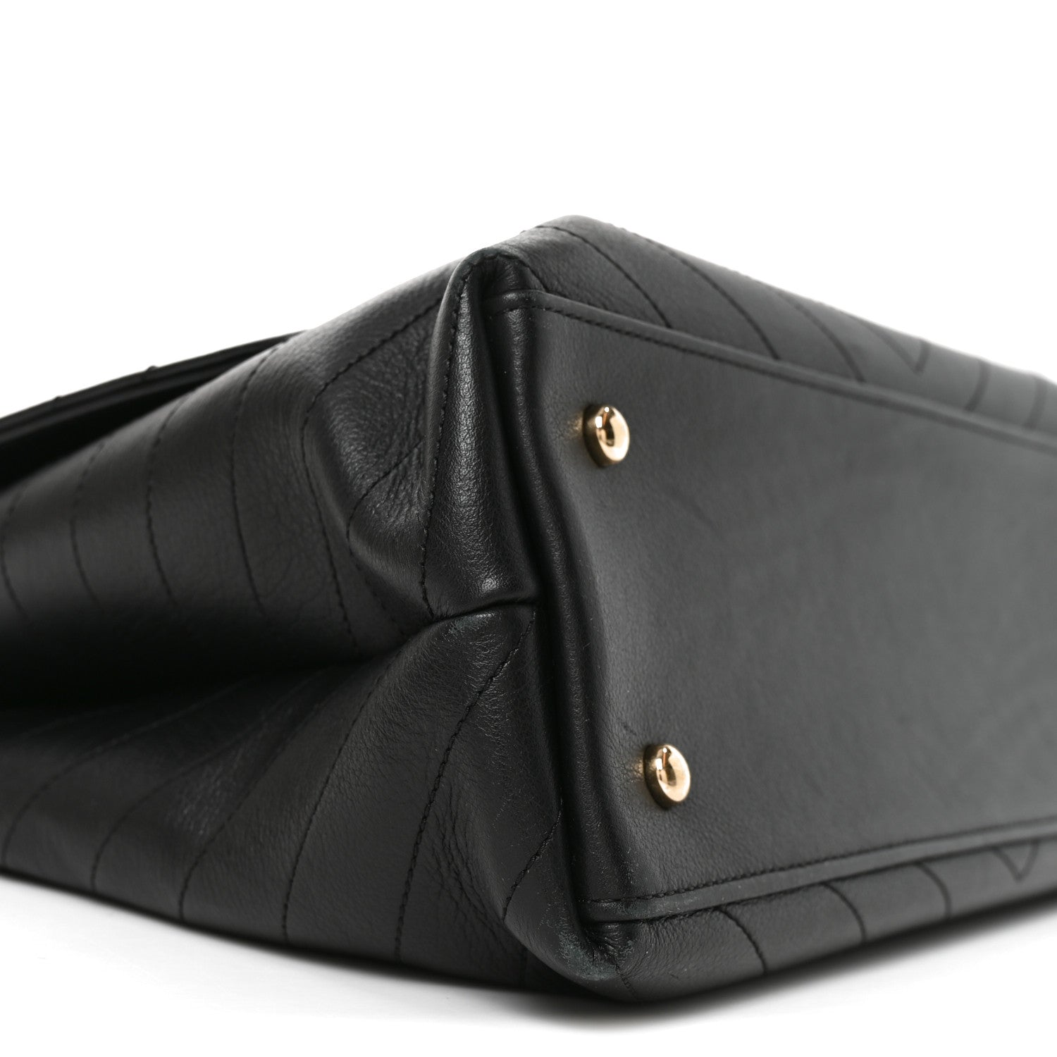 Chanel Grained Calfskin Chevron Stitched Medium Chic Top Handle Flap Black 9 of 10