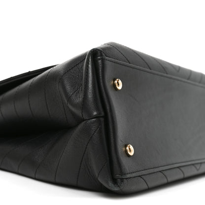 Chanel Grained Calfskin Chevron Stitched Medium Chic Top Handle Flap Black 9 of 10