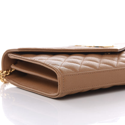 Saint Laurent Grain De Poudre Mixed Matelasse Triquilt Monogram Chain Wallet Dune 6 of 9